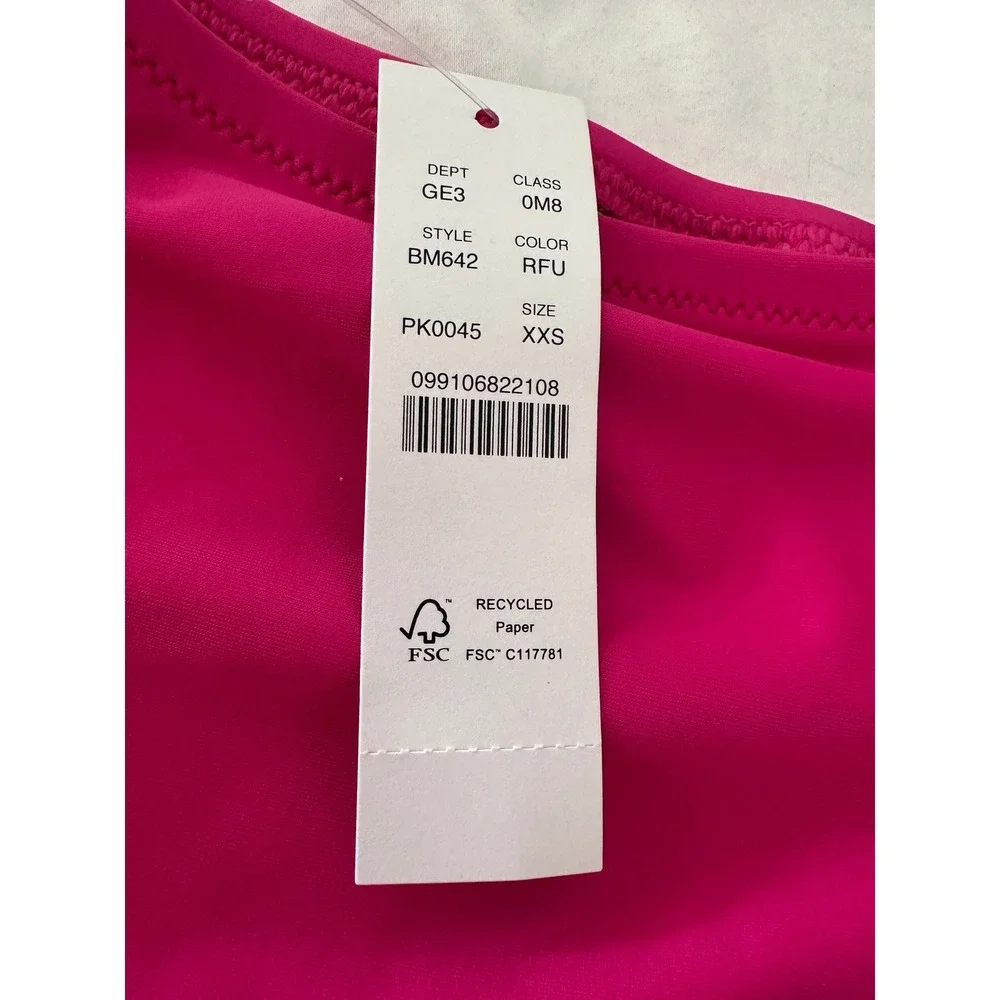 J.Crew High-Waisted High Cut Bikini Bottoms Hot Pink Size XX-Small